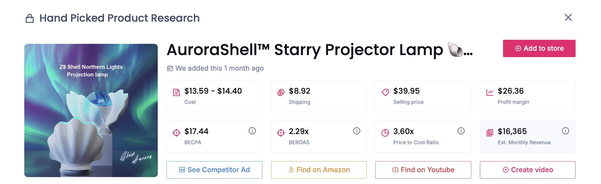 AuroraShell Starry Projector Lamp